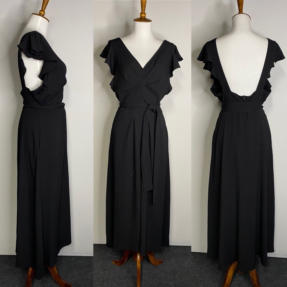 Astr the label Euphoria Dress Black Ruffle Sleeve Medium - Picture 6 of 6